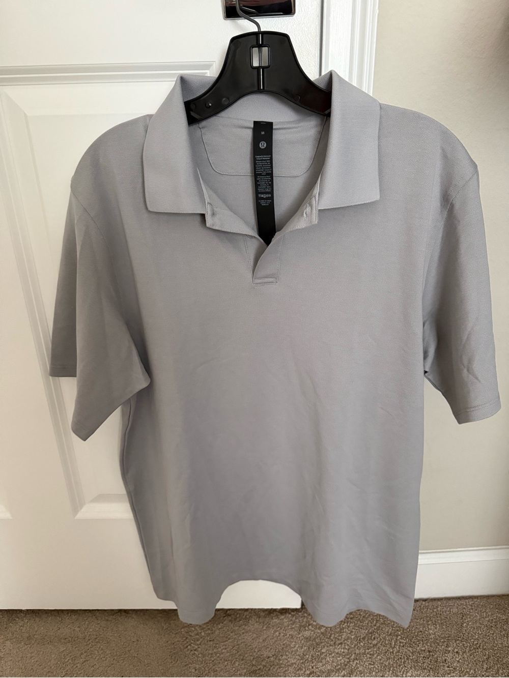 Lululemon Men's Light Gray Polo Shirt - Classic Casual